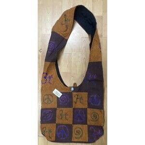 Boho Hippie Crossbody Hobo Shoulder Bag Purse Peace Sign Patchwork Made in India